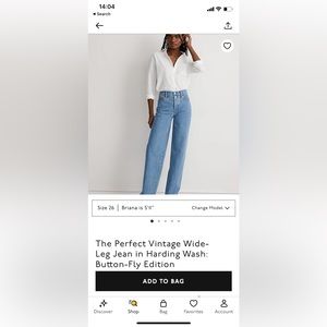 NWT 23P Madewell The Petite Perfect Vintage Wide-Leg Crop Jean in Harding